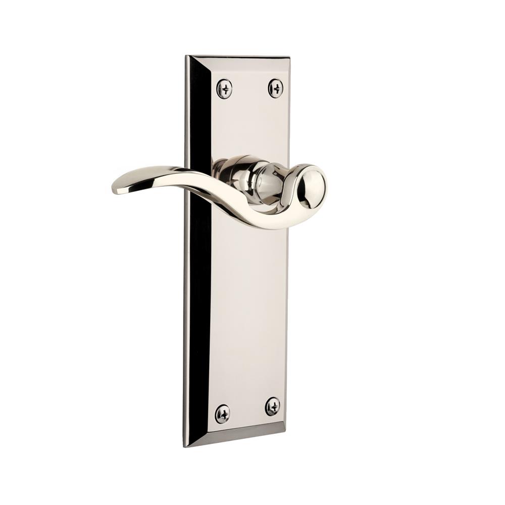 Grandeur by Nostalgic Warehouse FAVBEL Complete Passage Set Without Keyhole - Fifth Avenue Plate with Bellagio Lever in Polished Nickel